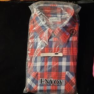 Red and Blue Plaid Men's Cotton FlannelShirt